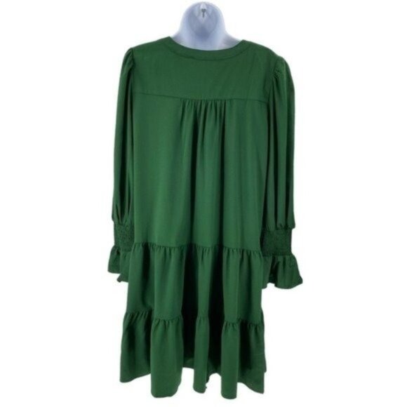 Pomander Place NEW Hunter Green Crepe Kenzo Long Sleeve Party Mini Dress Size S - Picture 6 of 10